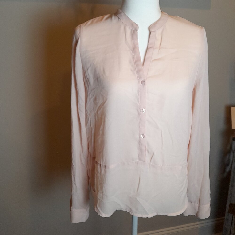 FRENCHI  Pale Pink Hi-Low Sheer Blouse